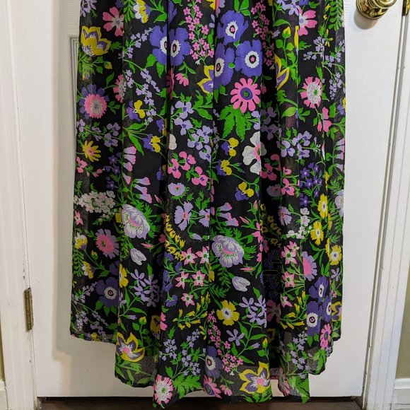 Miss Elliette California Vintage 1960s Garden Party Cotton Floral Maxi Dress- M* - Picture 9 of 16